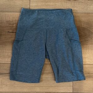 Blue High-Waisted Biker Shorts